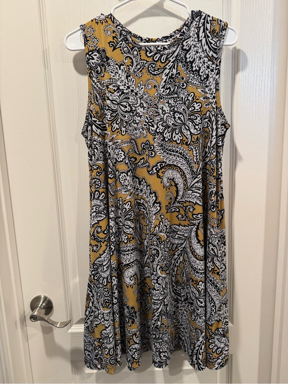 Cynthia Rowley Mustard Yellow Paisley Swing Mini Dress Large L